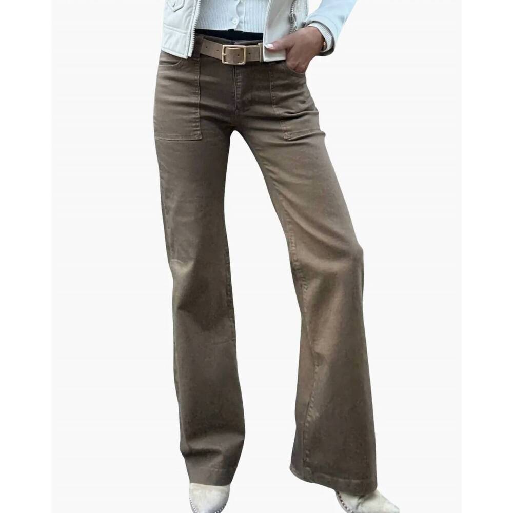 NEW BEVY FLOG romi flared leg pant in washed brown